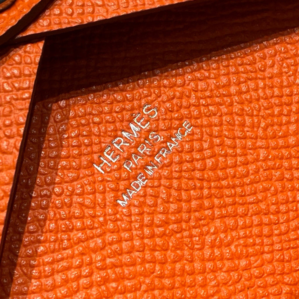 CALVI DUO COMPACT CARD HOLDER IN CLASSIC ORANGE EPSOM CALFSKIN