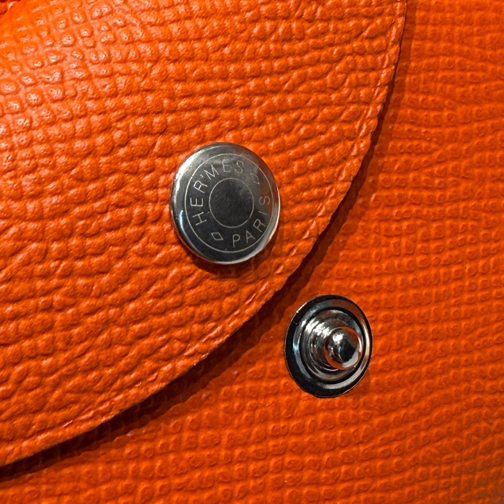 CALVI DUO COMPACT CARD HOLDER IN CLASSIC ORANGE EPSOM CALFSKIN