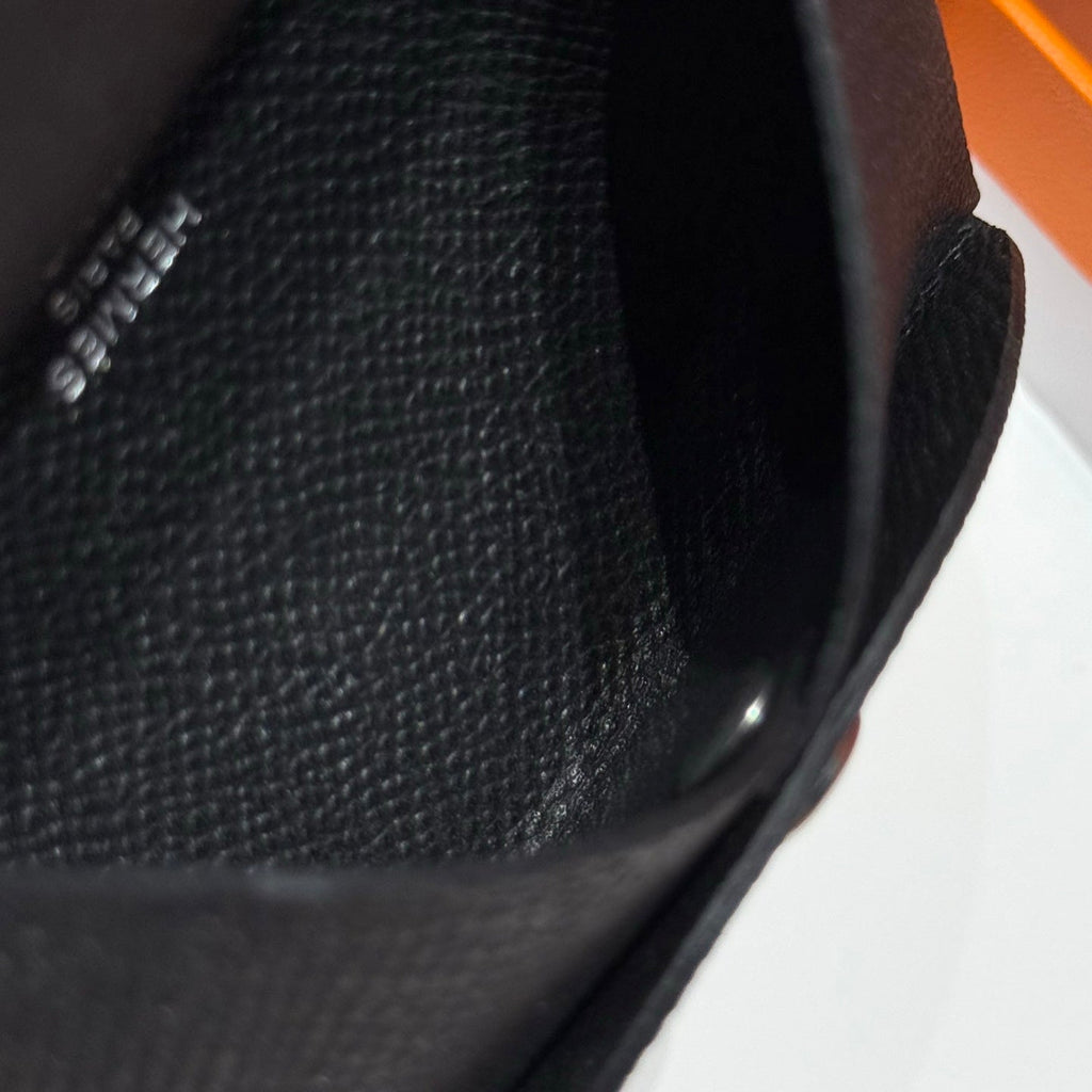 CALVI DUO COMPACT CARD HOLDER IN BLACK EPSOM CALFSKIN