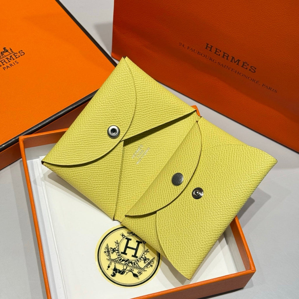 CALVI DUO COMPACT CARD HOLDER IN JAUNE DE NAPLES EPSOM CALFSKIN