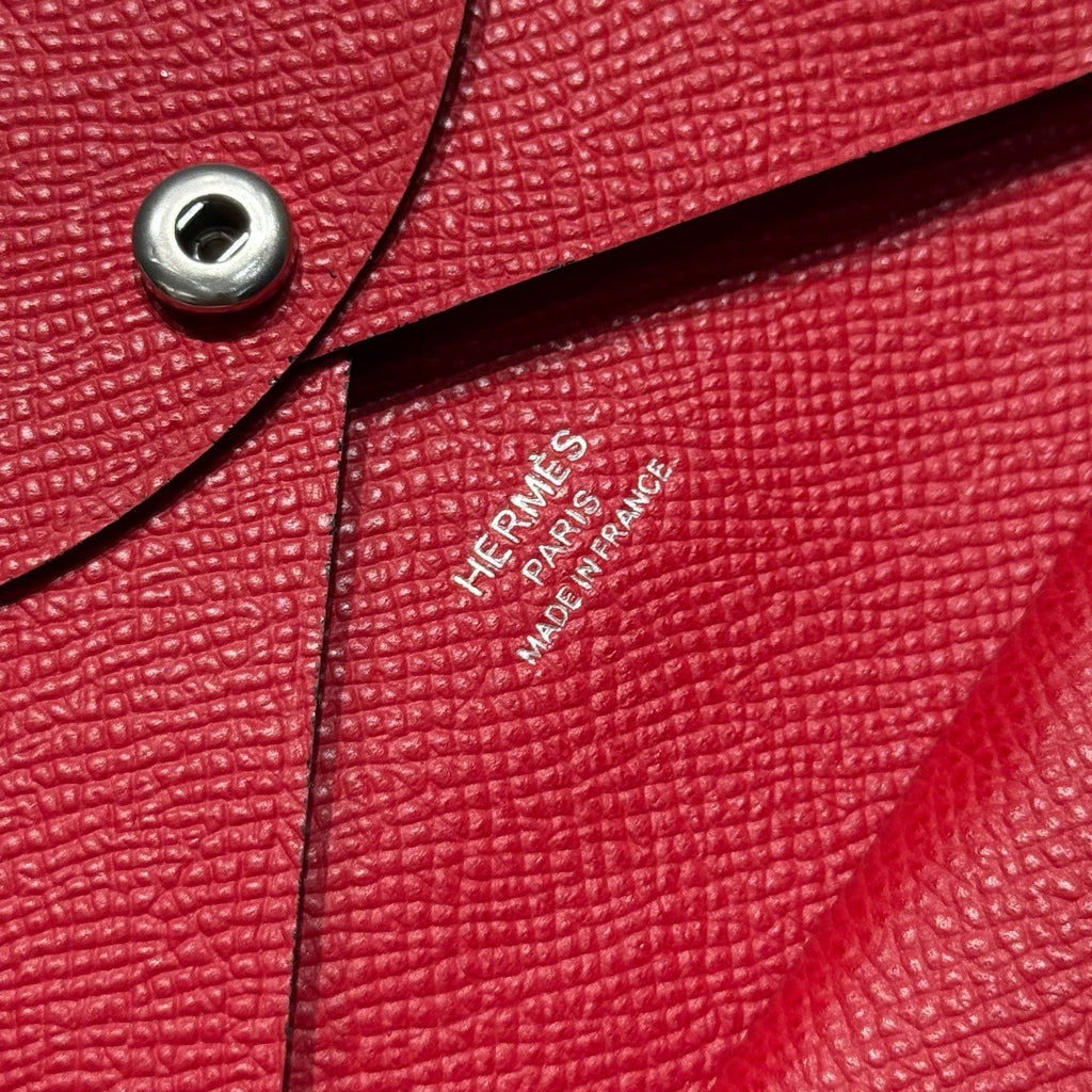 CALVI DUO COMPACT CARD HOLDER IN CRIMSON PINK EPSOM CALFSKIN