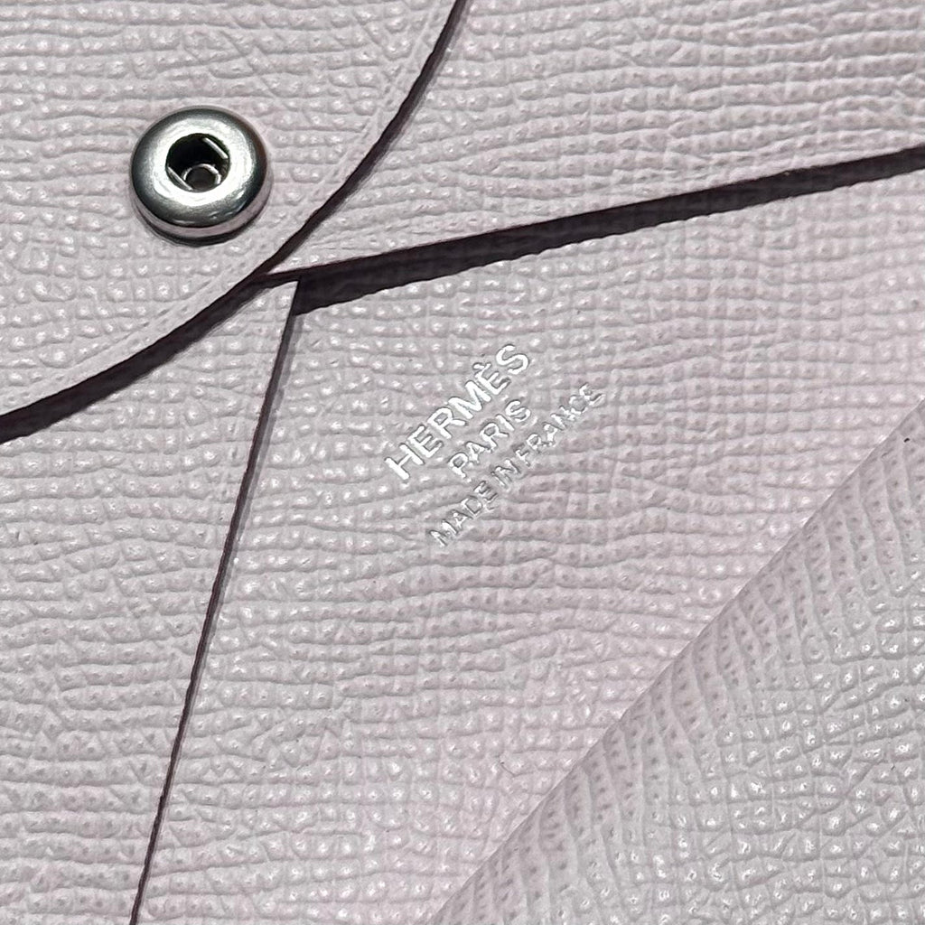 CALVI DUO COMPACT CARD HOLDER IN MAUVE PALE EPSOM CALFSKIN
