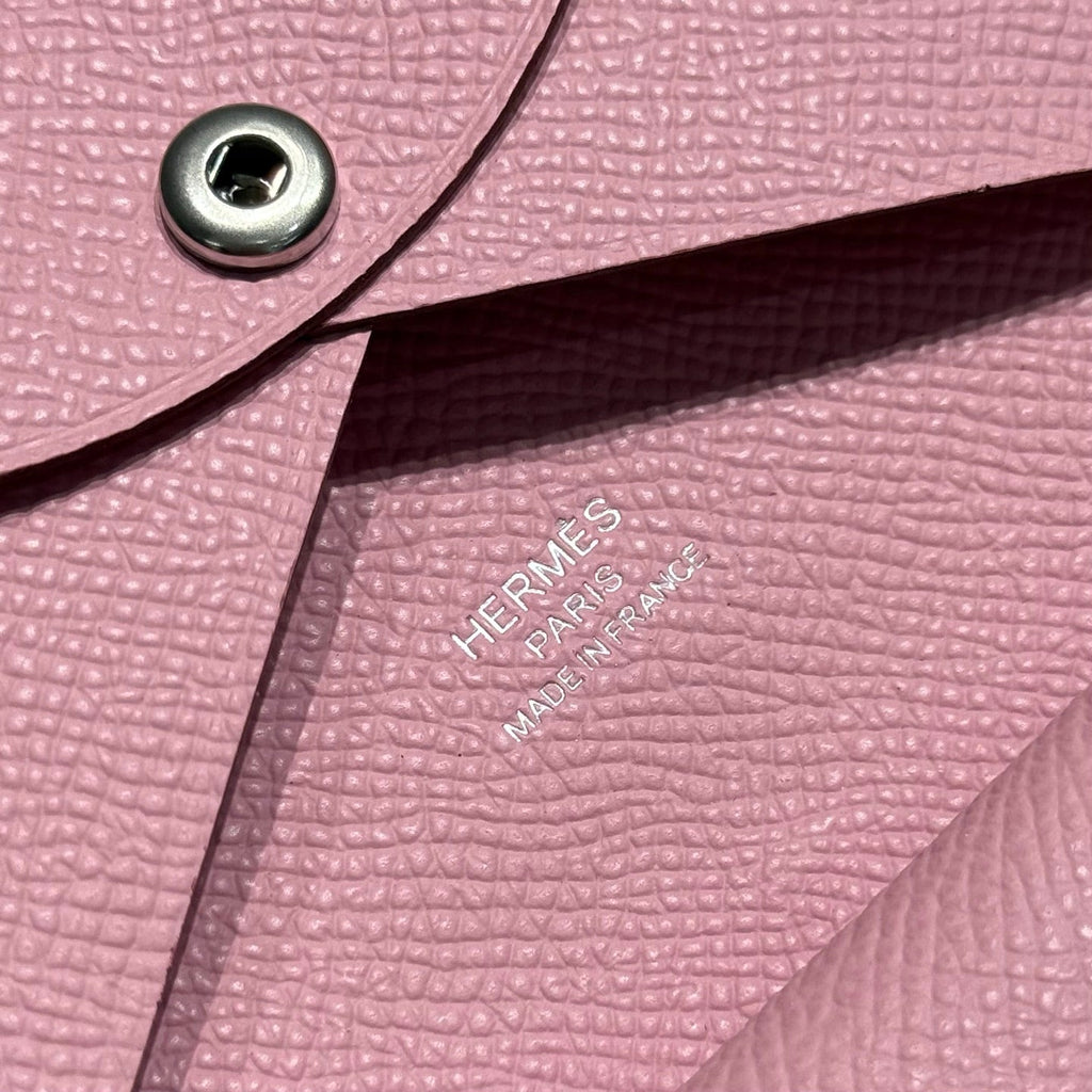 CALVI DUO COMPACT CARD HOLDER IN ROSE SAKURA EPSOM CALFSKIN