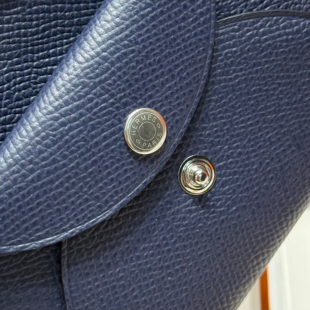 CALVI DUO COMPACT CARD HOLDER IN BLUE MARINE EPSOM CALFSKIN