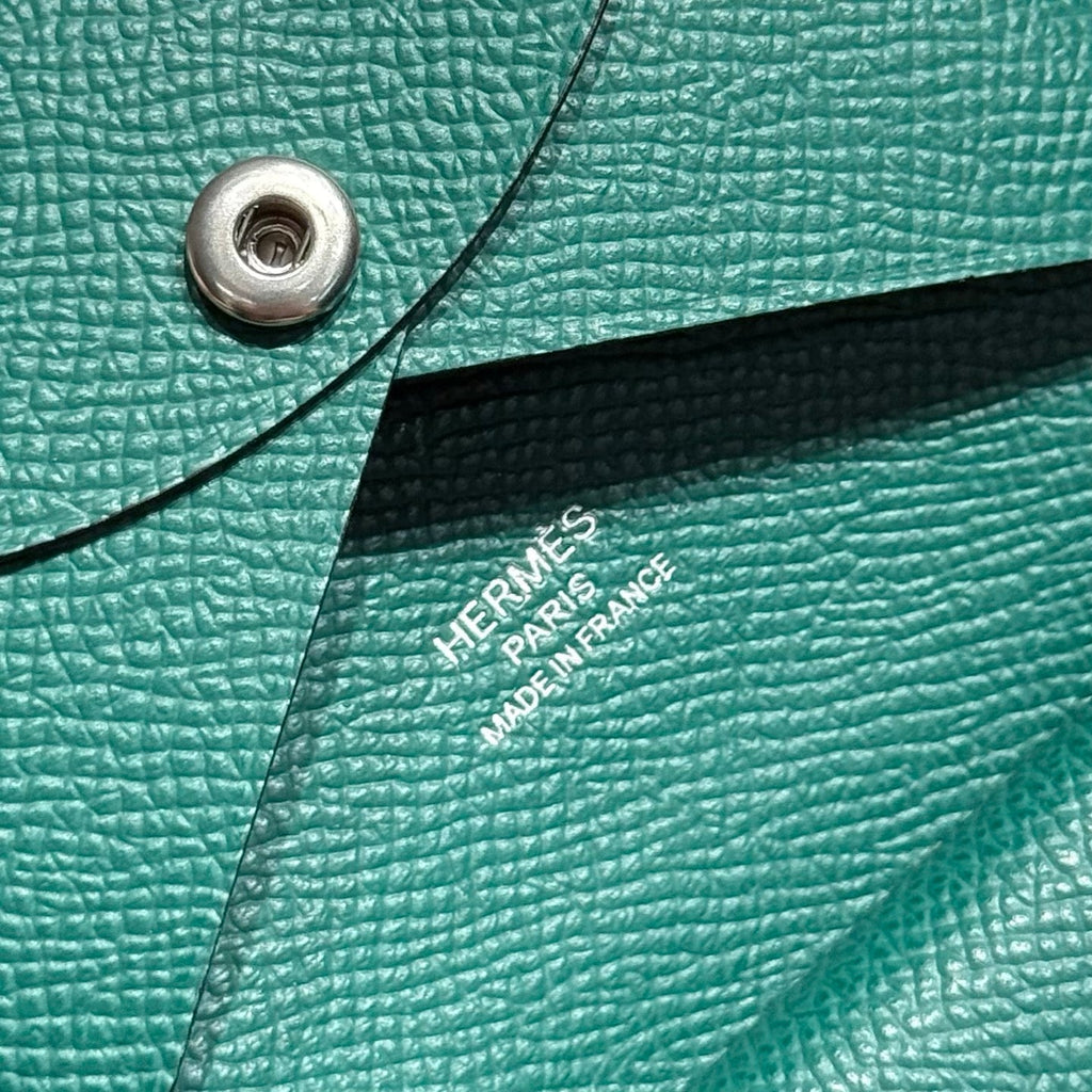 CALVI DUO COMPACT CARD HOLDER IN VERT ANGLAIS EPSOM CALFSKIN