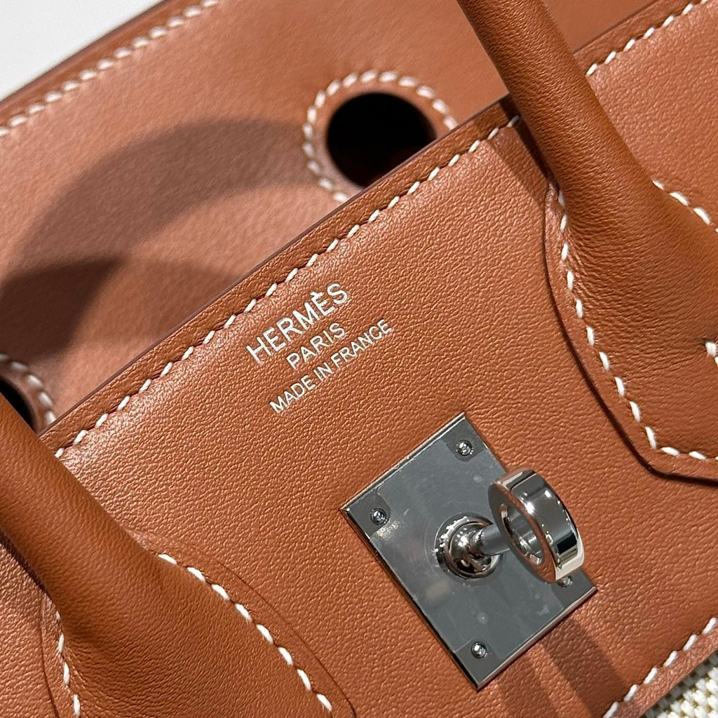 HM BIRKIN 25CM IN VEAU BARENIA SWIFT CALFSKIN ERCU TOILE CANVAS