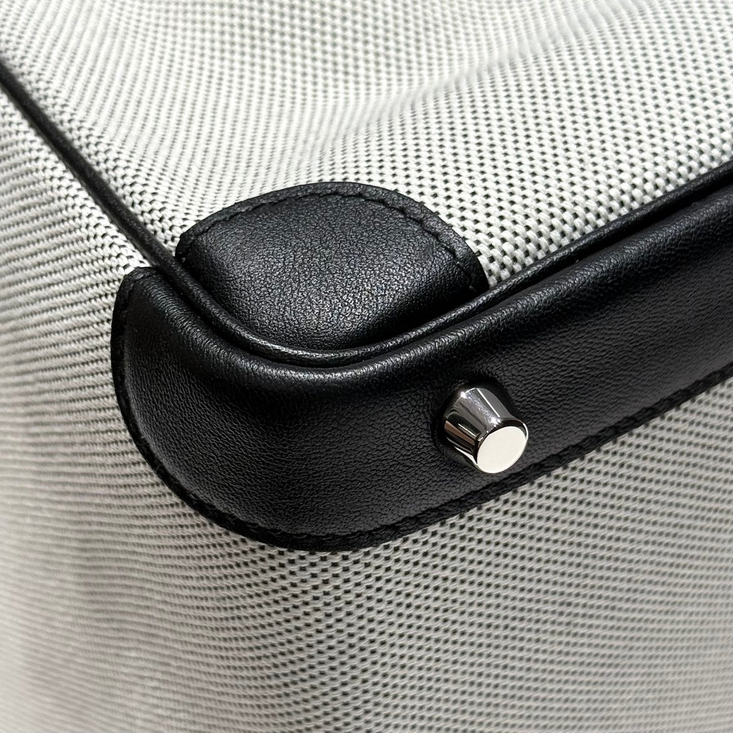 QUADRILLE BIRKIN 25CM IN BLACK SWIFT CALFSKIN WHITE TOILE CANVAS