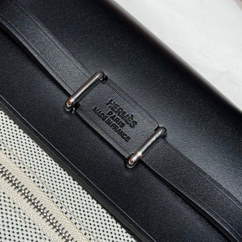 HERMES 25S MINI HERBAG 20 IN SAGE GRAY CANVAS SILVER HARDWARE