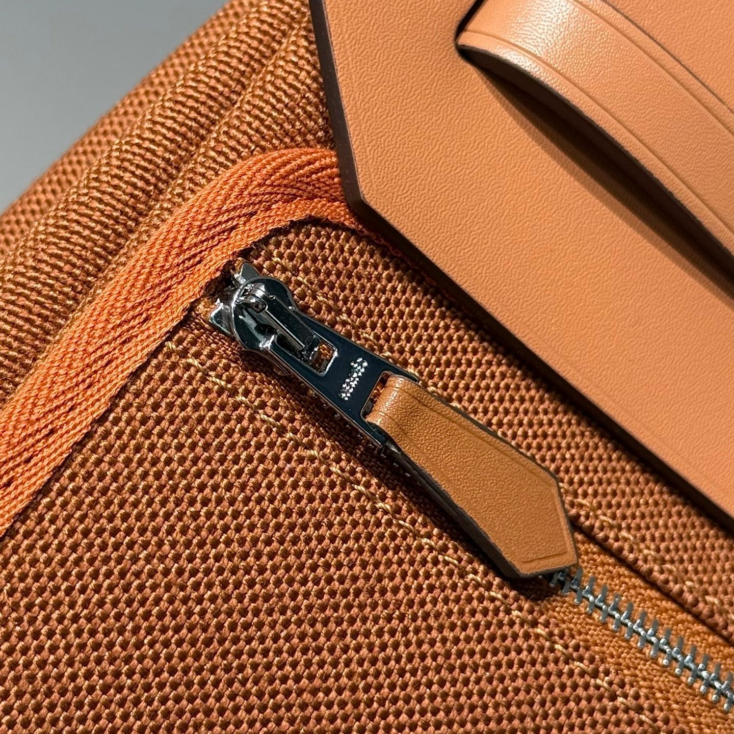 HERMES 25S MINI HERBAG 20 IN COPPER BROWN CANVAS SILVER HARDWARE