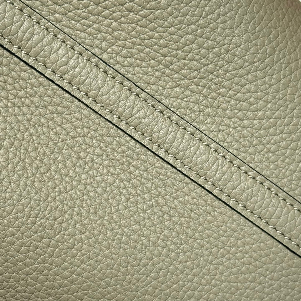 HERMES 25S PICOTIN LOCK 18 IN CROMWELL GRAY CALFSKIN GOLD HARDWARE