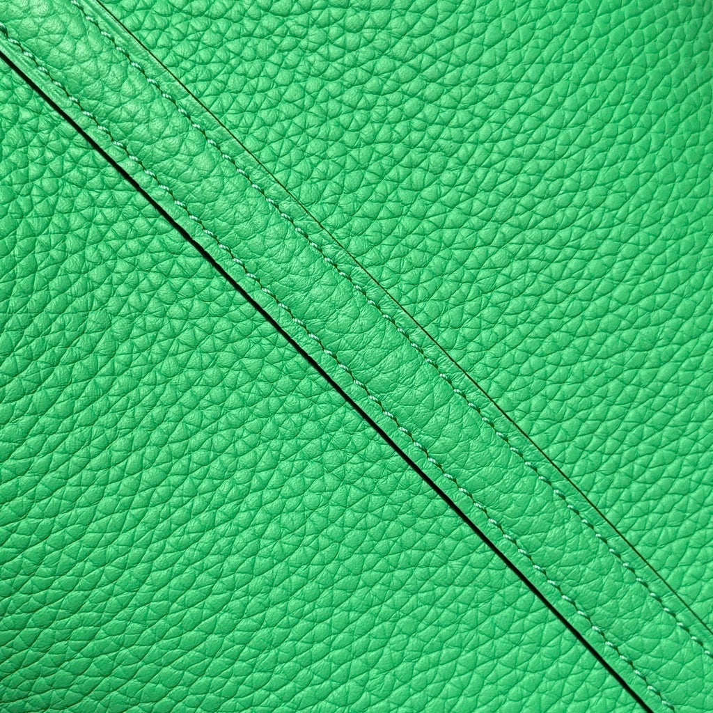 HERMES 25S PICOTIN LOCK 18 IN SPRING GREEN CALFSKIN SILVER HARDWARE