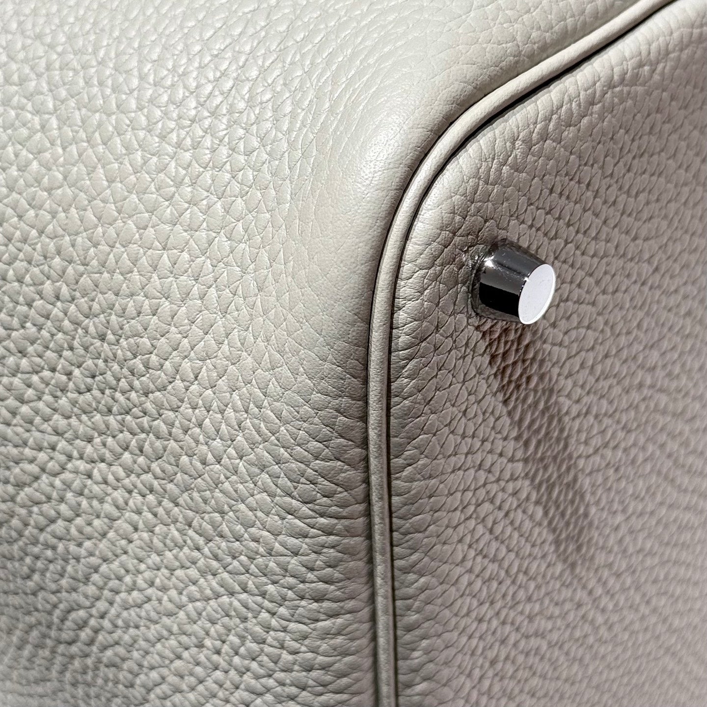 HERMES 25S PICOTIN LOCK 22 IN IVORY CALFSKIN SILVER HARDWARE