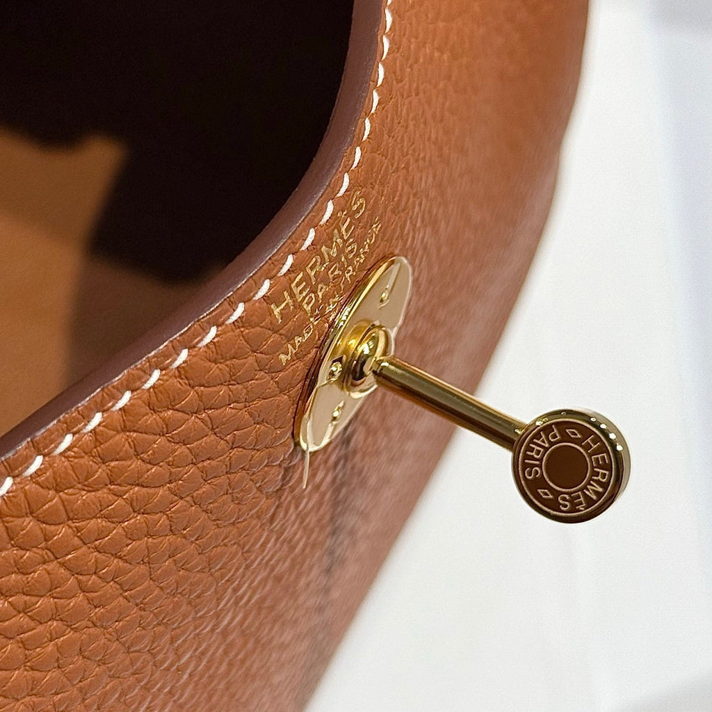 HERMES 25S MINI LINDY 19 IN BURNT ORANGE CALFSKIN GOLD HARDWARE