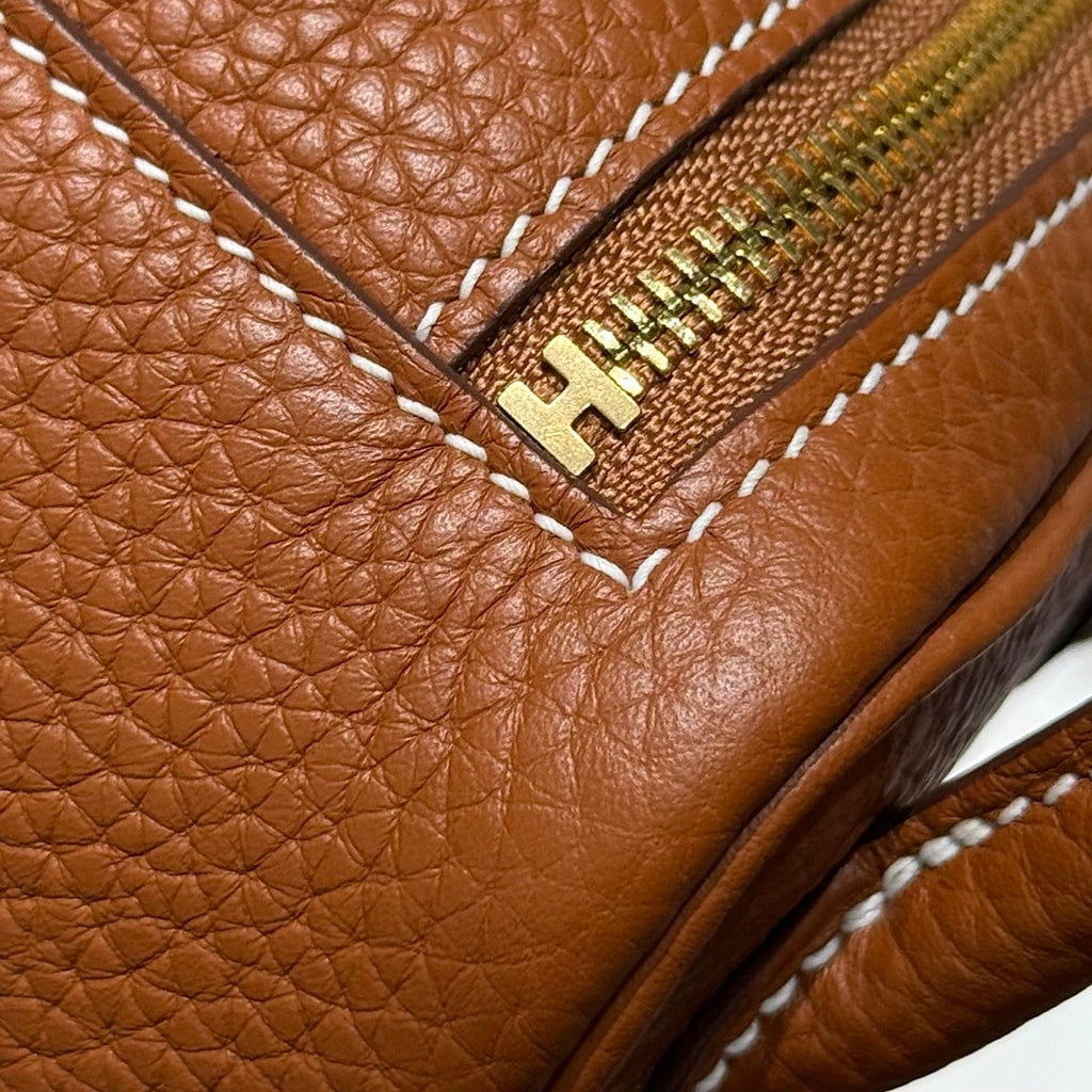 HERMES 25S MINI LINDY 19 IN BURNT ORANGE CALFSKIN GOLD HARDWARE