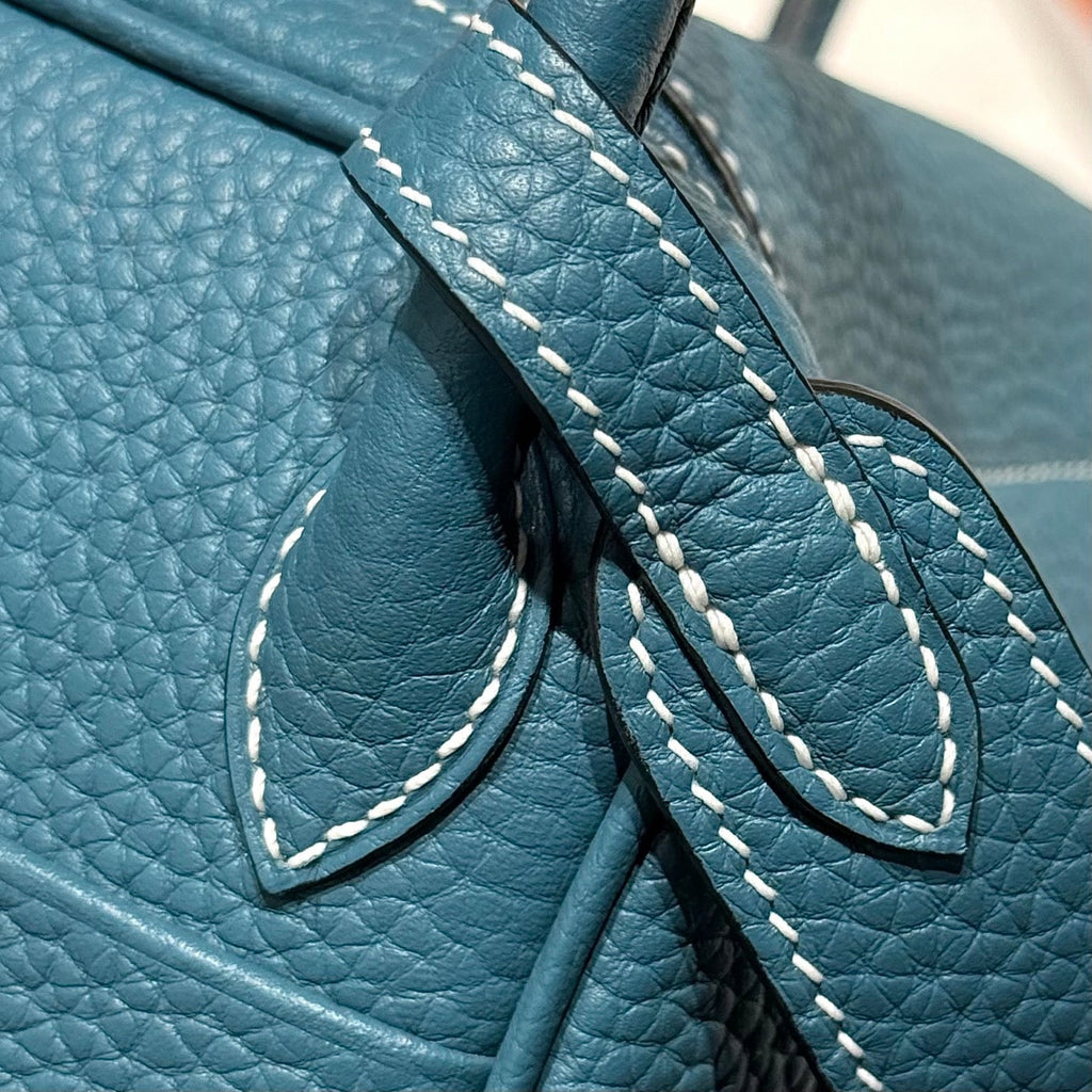 HERMES 25S MINI LINDY 19 IN SLATE BLUE CALFSKIN SILVER HARDWARE