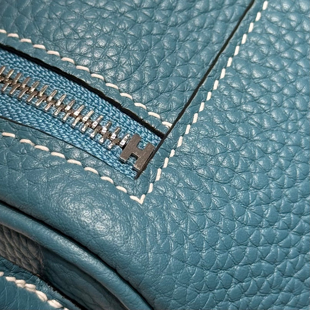HERMES 25S MINI LINDY 19 IN SLATE BLUE CALFSKIN SILVER HARDWARE