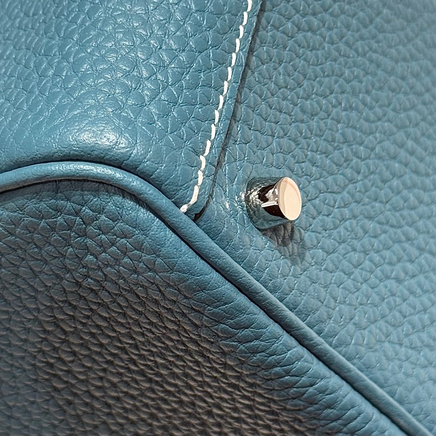 HERMES 25S MINI LINDY 19 IN SLATE BLUE CALFSKIN SILVER HARDWARE