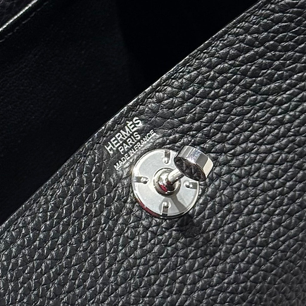HERMES 25S MINI LINDY 19 IN BLACK CALFSKIN SILVER HARDWARE
