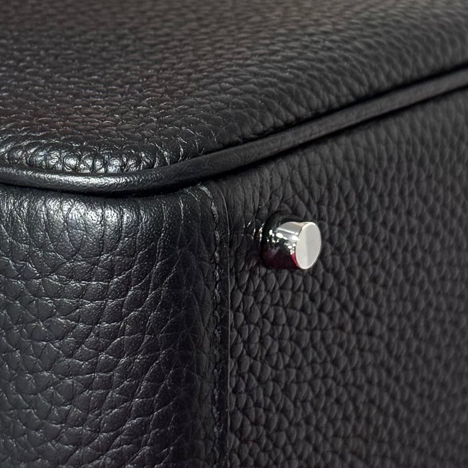 HERMES 25S MINI LINDY 19 IN BLACK CALFSKIN SILVER HARDWARE