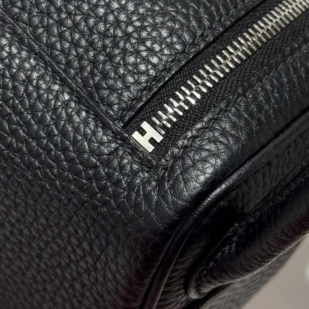 HERMES 25S MINI LINDY 19 IN BLACK CALFSKIN SILVER HARDWARE