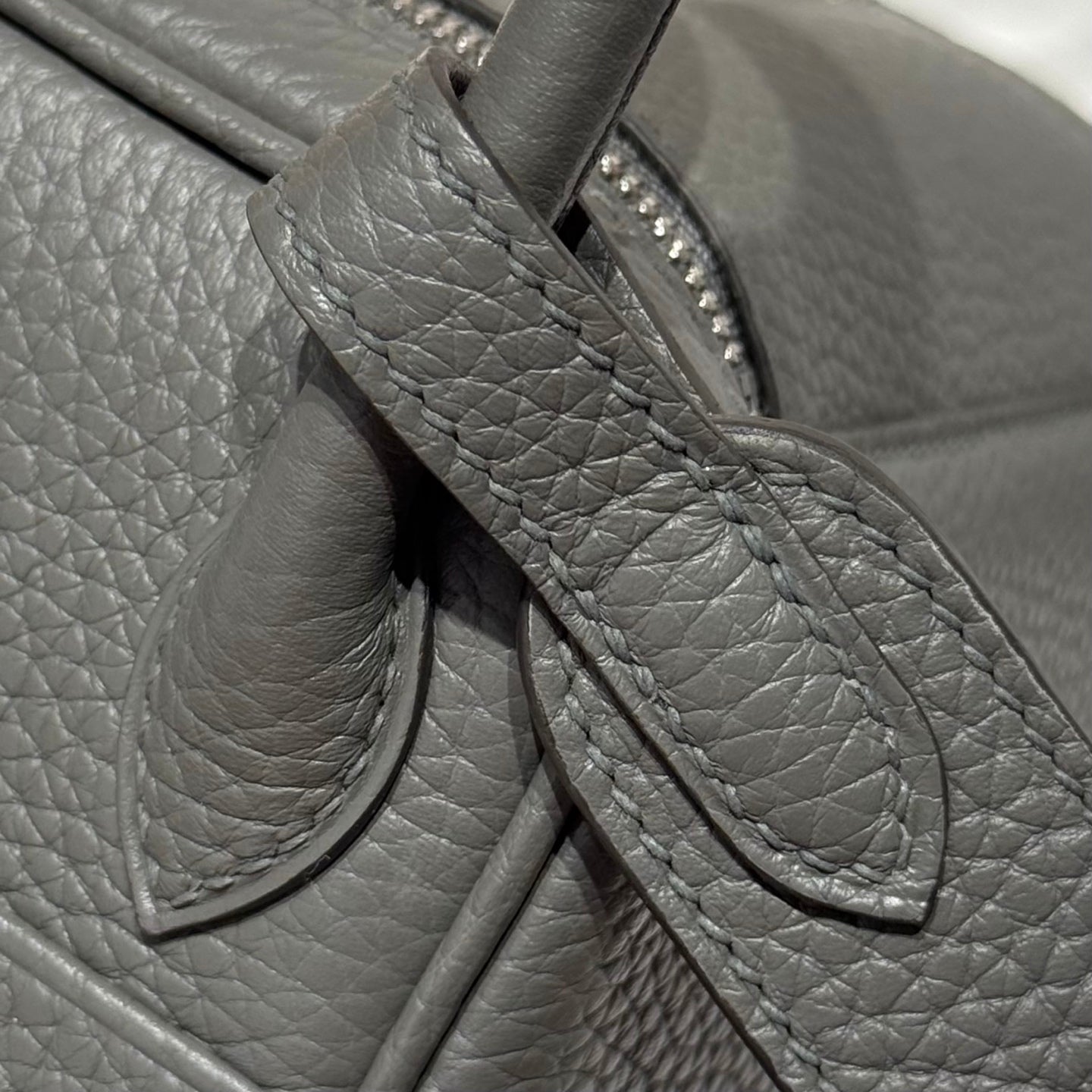 HERMES 25S MINI LINDY 19 IN CLOUD GRAY CALFSKIN SILVER HARDWARE