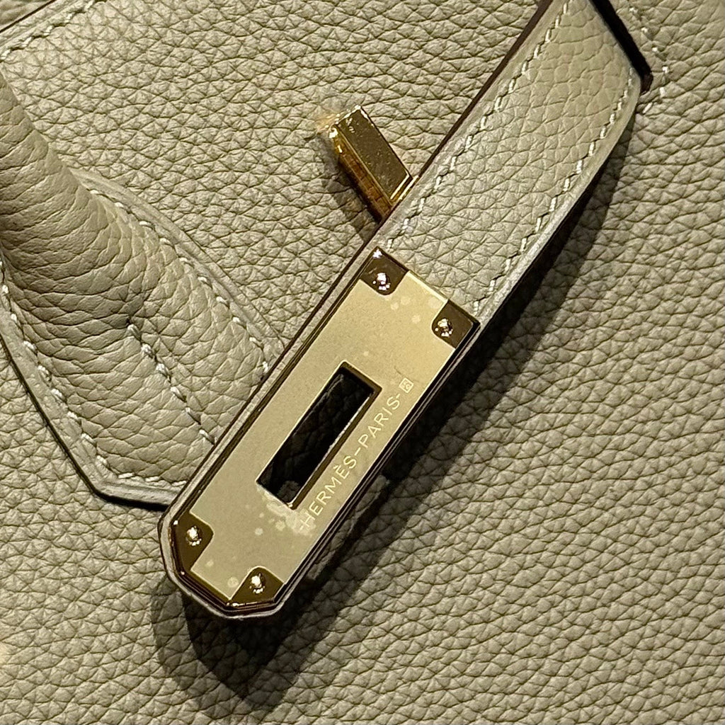 25S HERMES BIRKIN 30 IN CROMWELL GRAY CALFSKIN GOLD HARDWARE