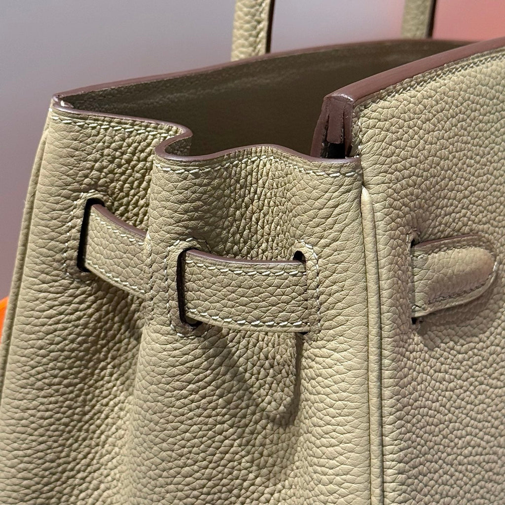25S HERMES BIRKIN 30 IN CROMWELL GRAY CALFSKIN GOLD HARDWARE