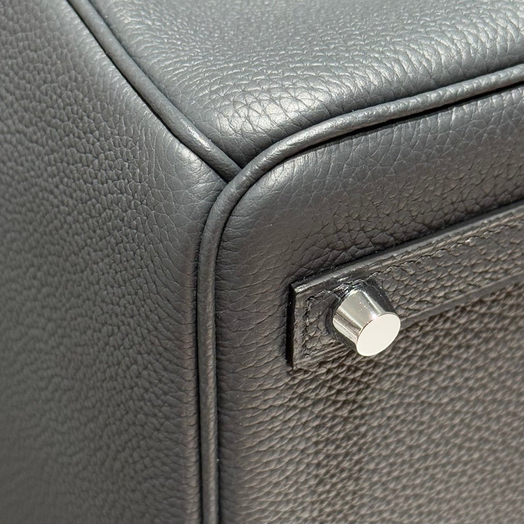 HERMES 25S MEDIUM BIRKIN 25 IN CHARCOAL GRAY CALFSKIN SILVER HARDWARE