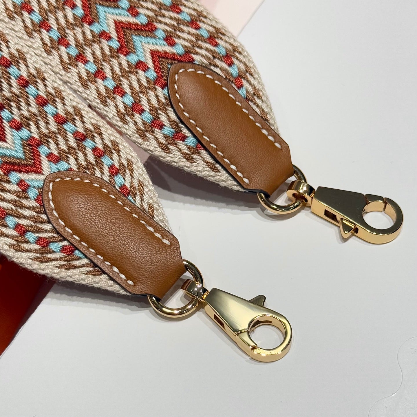 25S HERMES SANGLE ALLEGRO BAG STRAP CORNALINE 85 IN CANVAS GOLD HARDWARE