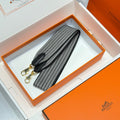 25S HERMES BAG STRAP GRAY AND BLACK PATTERN 85 IN CANVAS GOLD HARDWARE