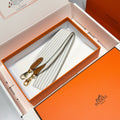 25S HERMES BAG STRAP GRAY AND WHITE PATTERN 85 IN CANVAS GOLD HARDWARE