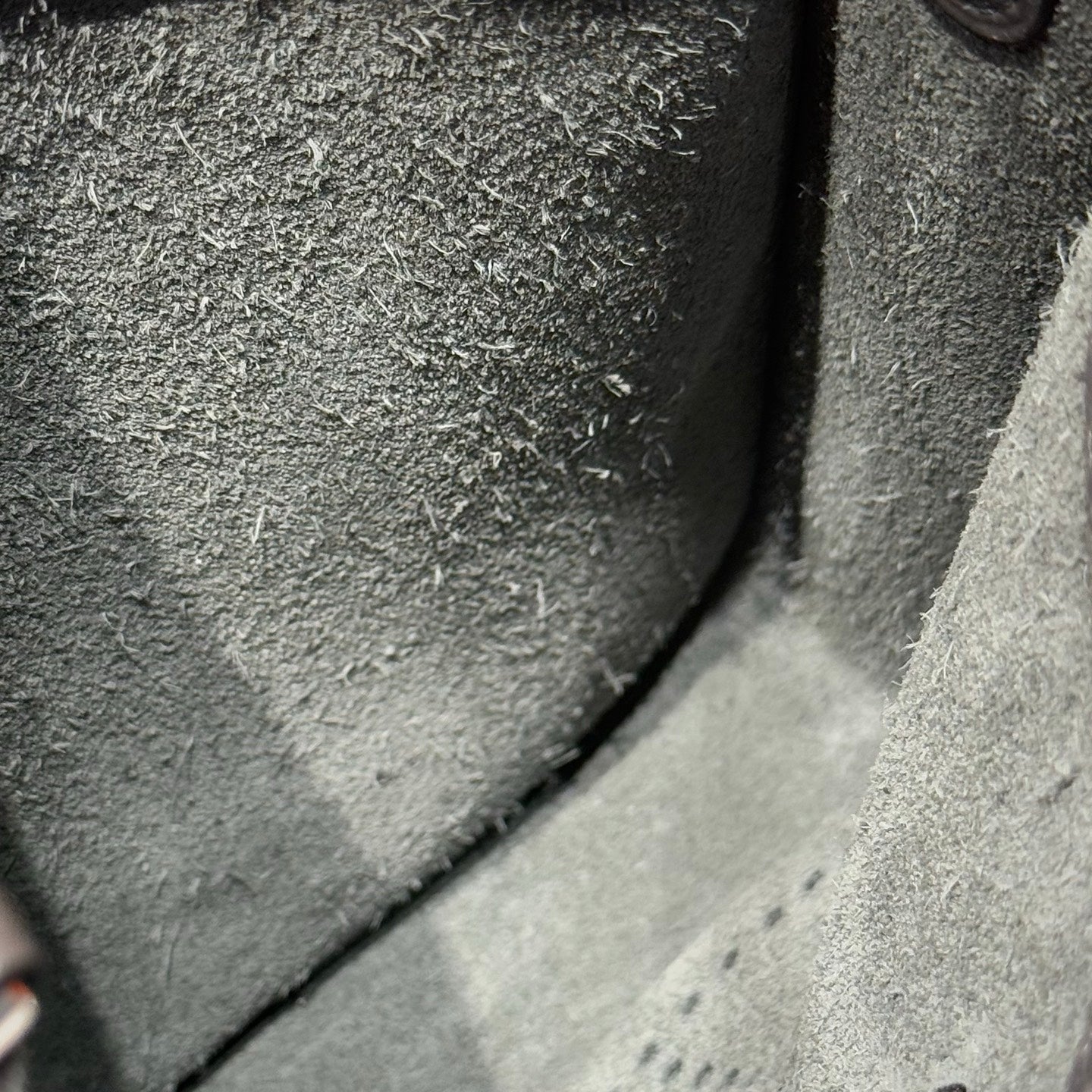 HERMES 25S MINI EVELYNE 18 IN CHARCOAL GRAY PATTERNED STRAP CALFSKIN SILVER HARDWARE