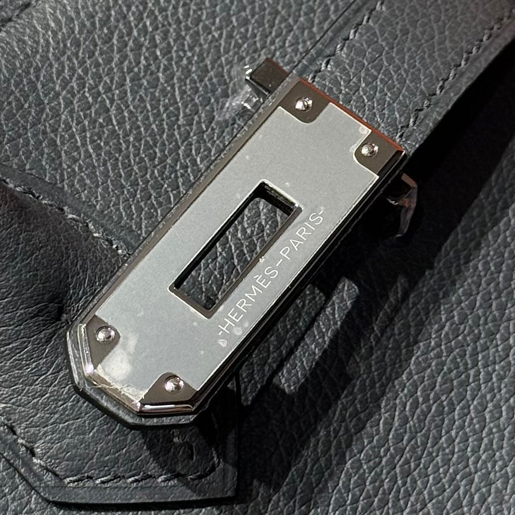 HERMES 25S SHOULDER BIRKIN 29 IN HAZE GRAY CALFSKIN SILVER HARDWARE