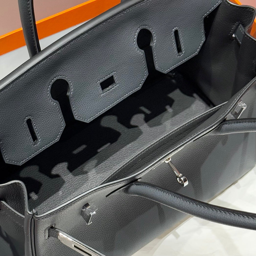 HERMES 25S SHOULDER BIRKIN 29 IN HAZE GRAY CALFSKIN SILVER HARDWARE