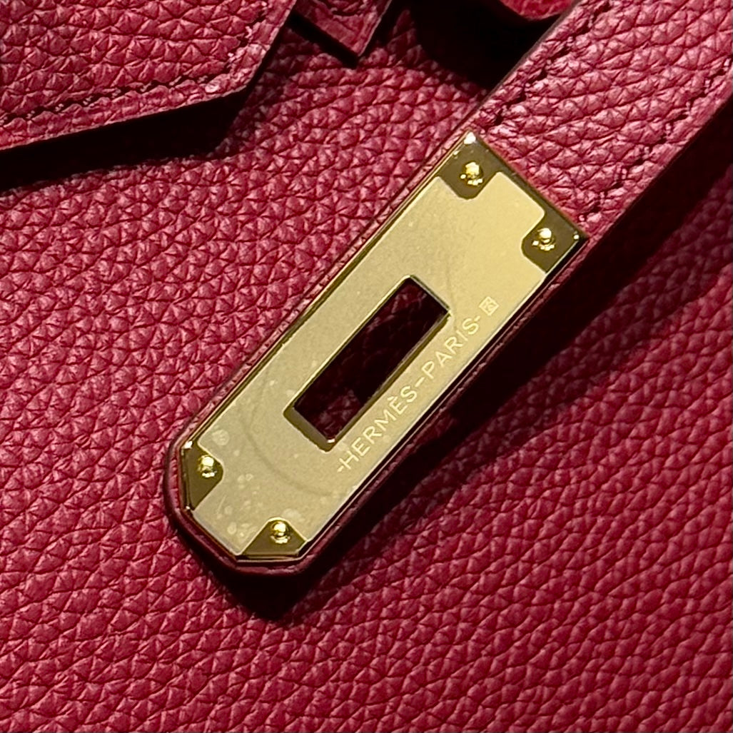 HERMES 25S SHOULDER BIRKIN 29 IN BURNT RED CALFSKIN GOLD HARDWARE