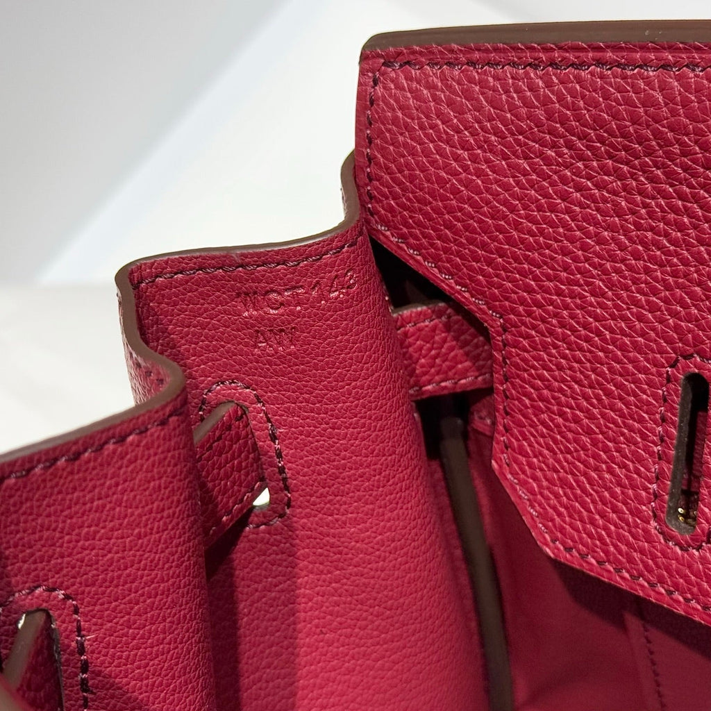 HERMES 25S SHOULDER BIRKIN 29 IN BURNT RED CALFSKIN GOLD HARDWARE