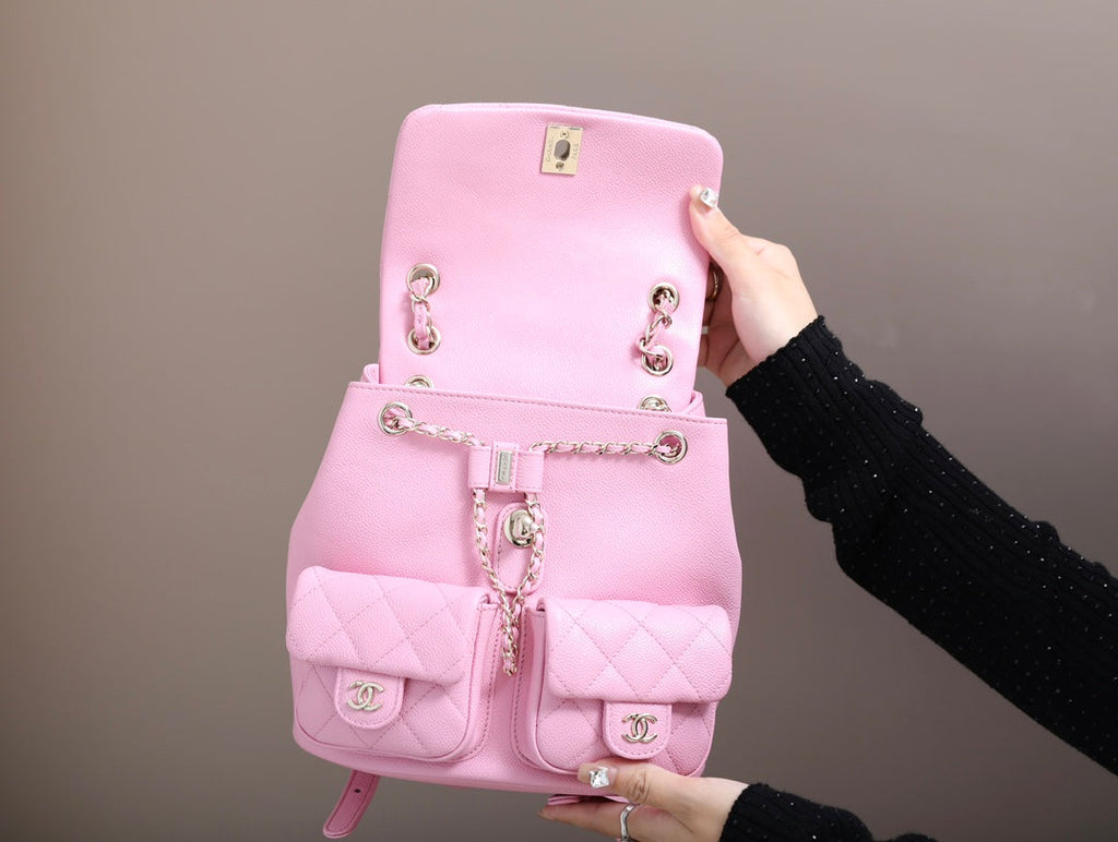 CHANEL 25S BACKPACK 21 CM IN LIGHT PINK LAMBSKIN