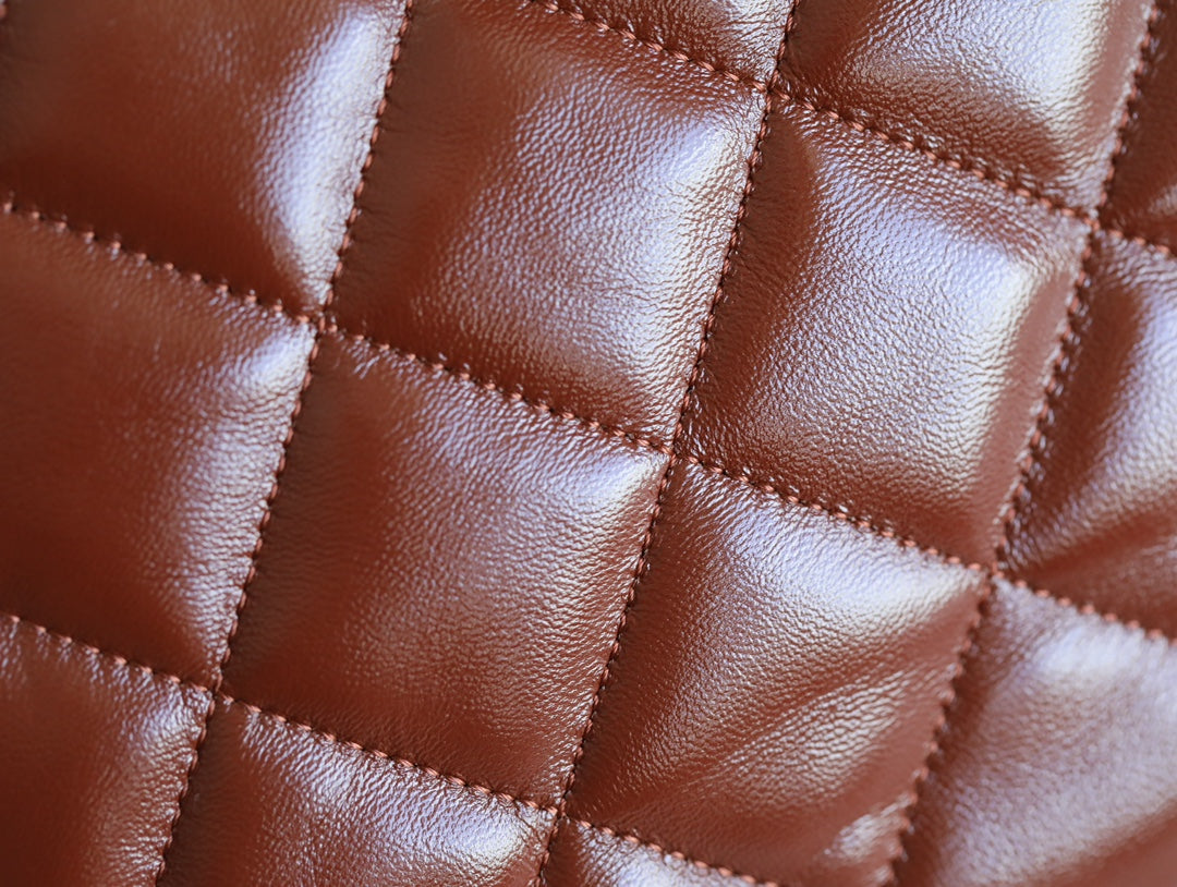 CHANEL 25S HOBO BAG 32 CM IN BROWN LAMBSKIN WITH GOLD HARDWARE