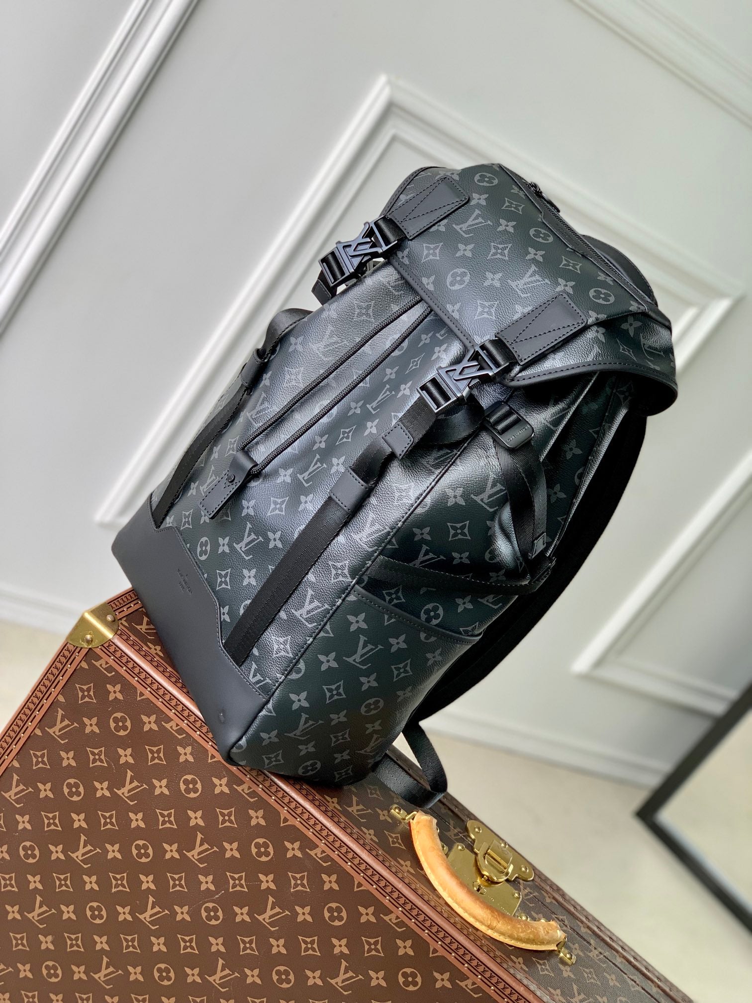 GETAWAY BACKPACK 50 IN BLACK MONOGRAM ECLIPSE CANVAS AND CALFSKIN