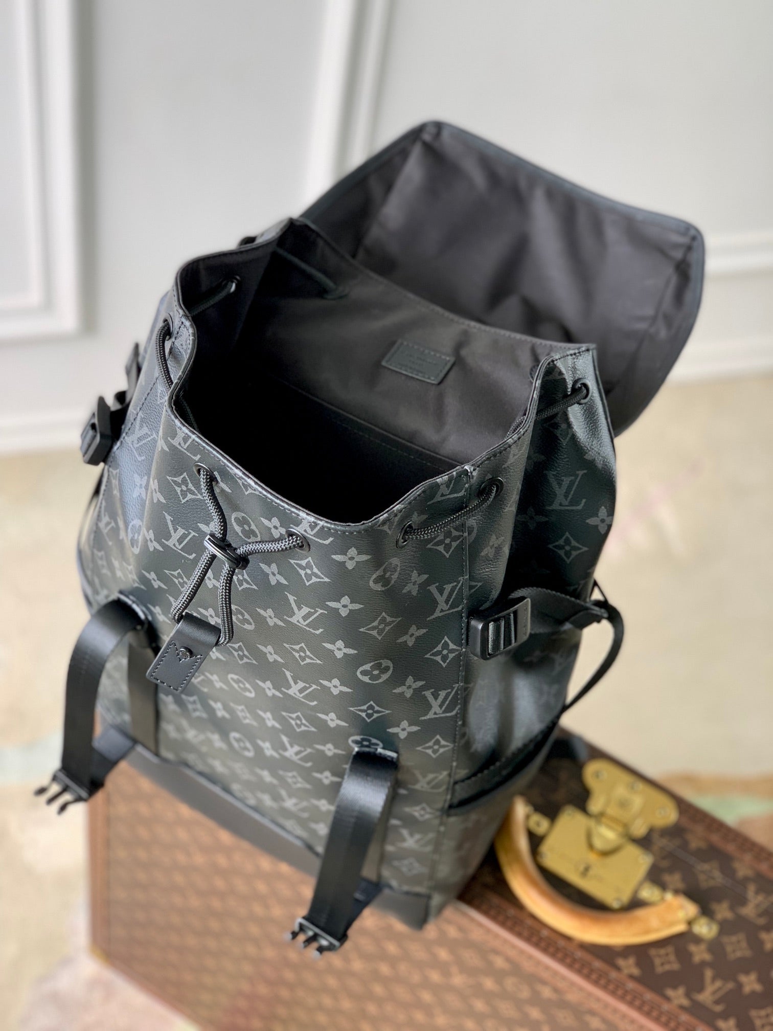 GETAWAY BACKPACK 50 IN BLACK MONOGRAM ECLIPSE CANVAS AND CALFSKIN
