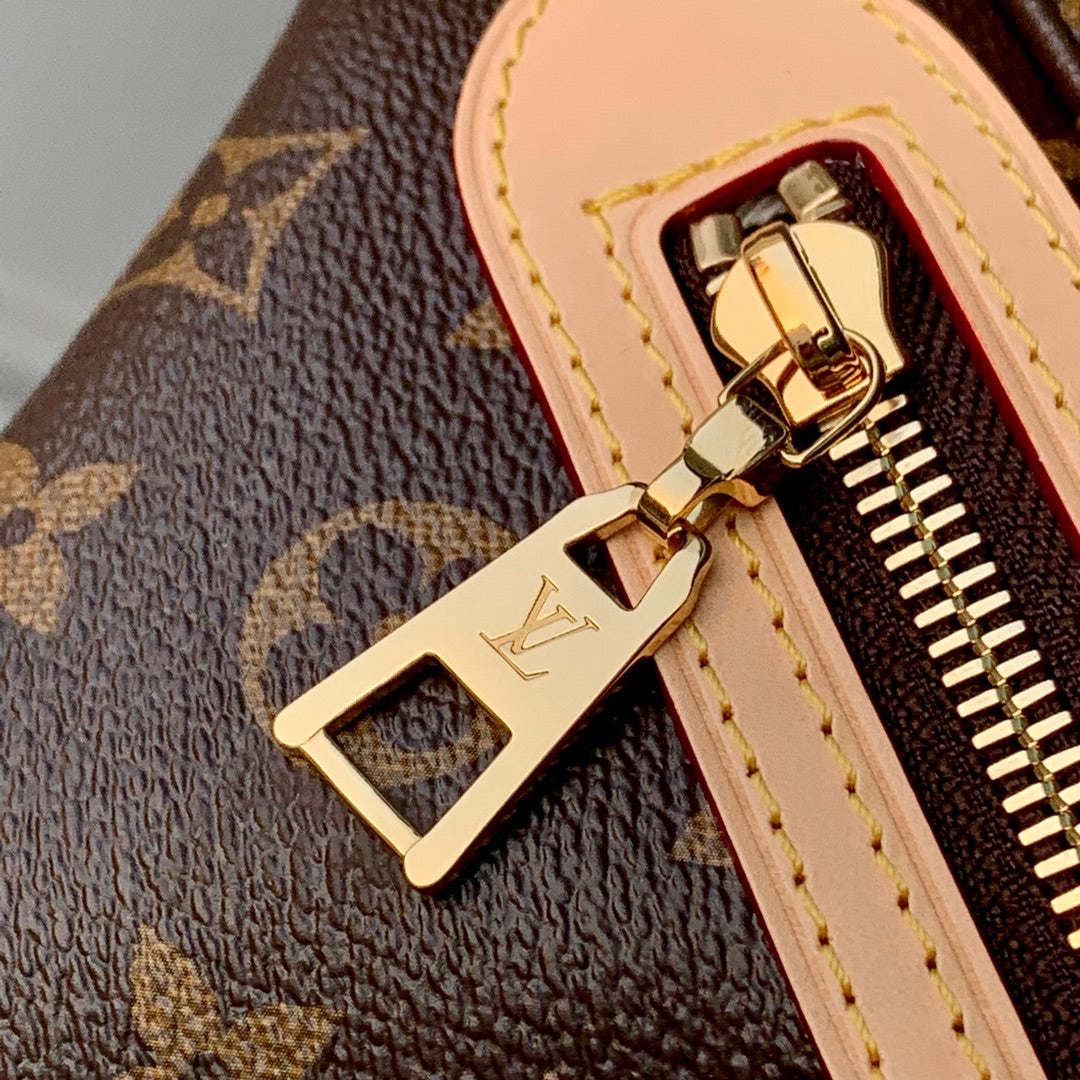 HIGH RISE FANNY PACK 38 IN BROWN MONOGRAM CANVAS