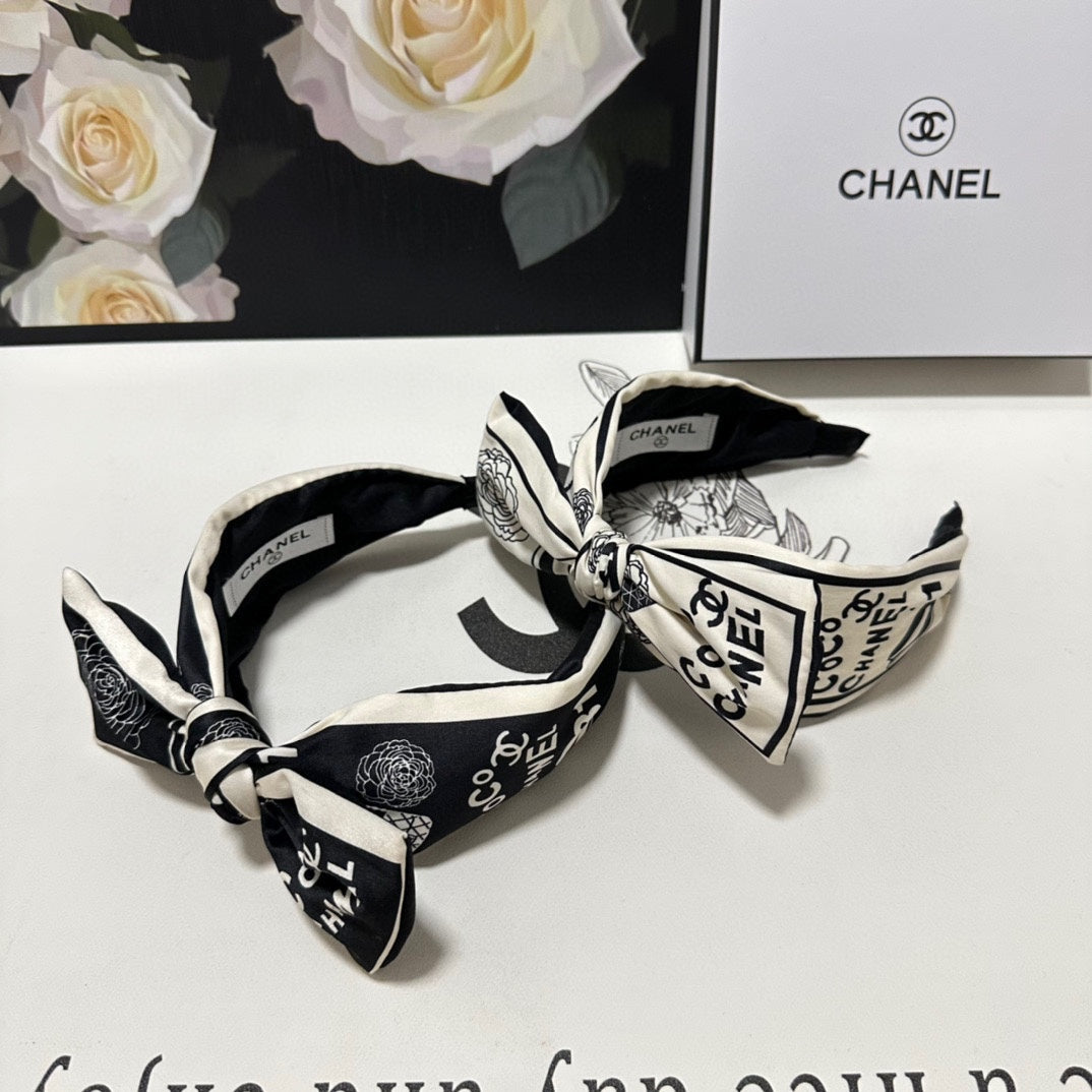 WHITE MIX BLACK SILK HEADBAND 168589