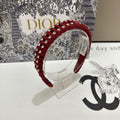 HAIRBAND IN RED FELT FABRIC DIAMOND-EMBELLISHED 230832