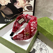 HAIRBAND IN RED AND WHITE PATTERN FABRIC 299346