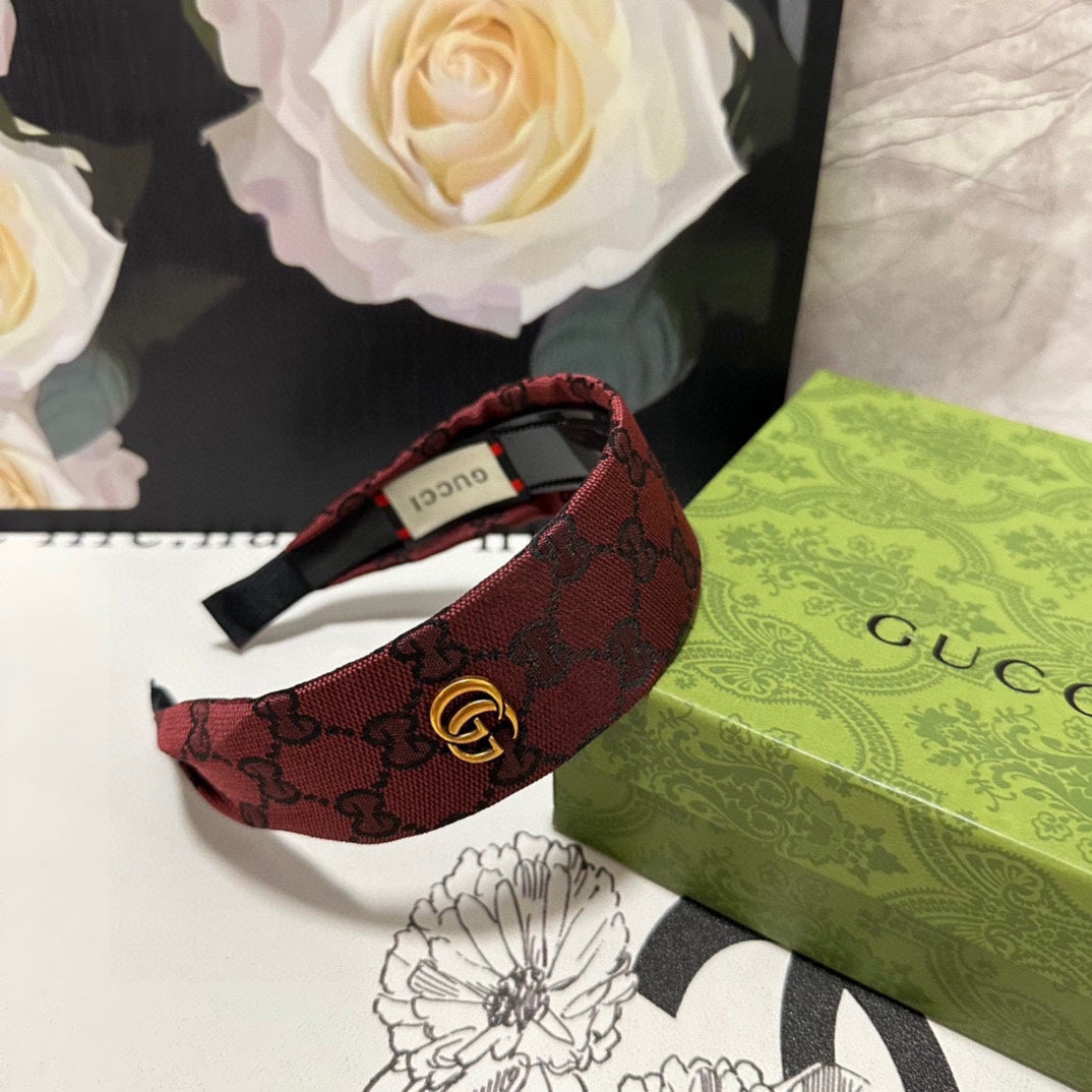 CURRANT RED MONOGRAM CANVAS HAIRBAND 369305