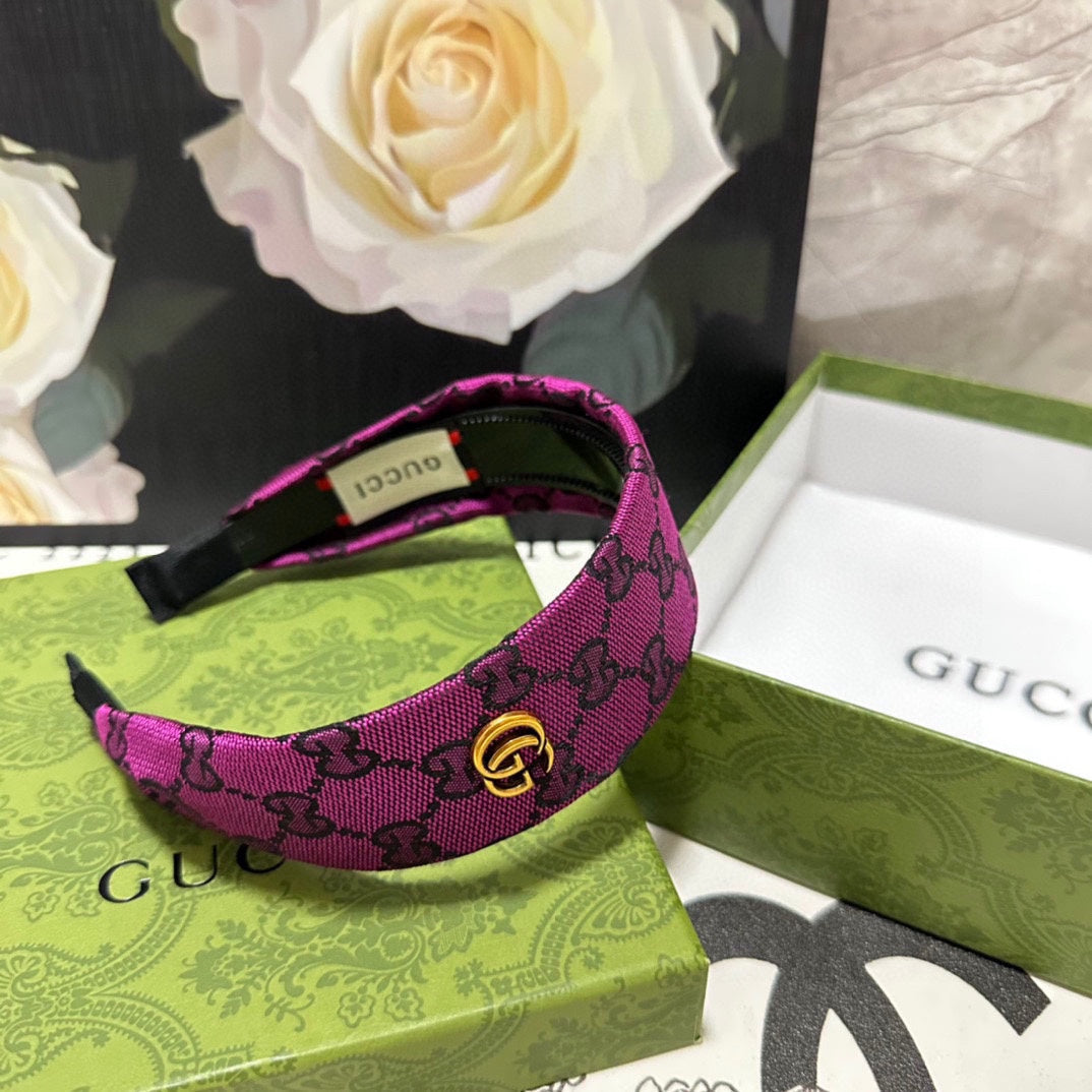 FUCHSIA PINK MONOGRAM CANVAS HAIRBAND 369307