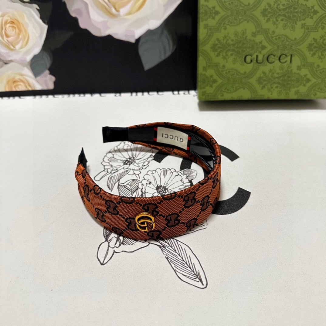 GINGER ORANGE MONOGRAM CANVAS HAIRBAND 369309
