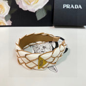 BRAIDED HEADBAND IN WHITE AND CIDER BROWN TRIM FABRIC 381460