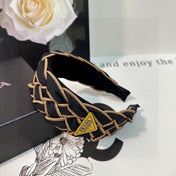 BRAIDED HEADBAND IN BLACK AND TORTILLA BROWN TRIM FABRIC 381461