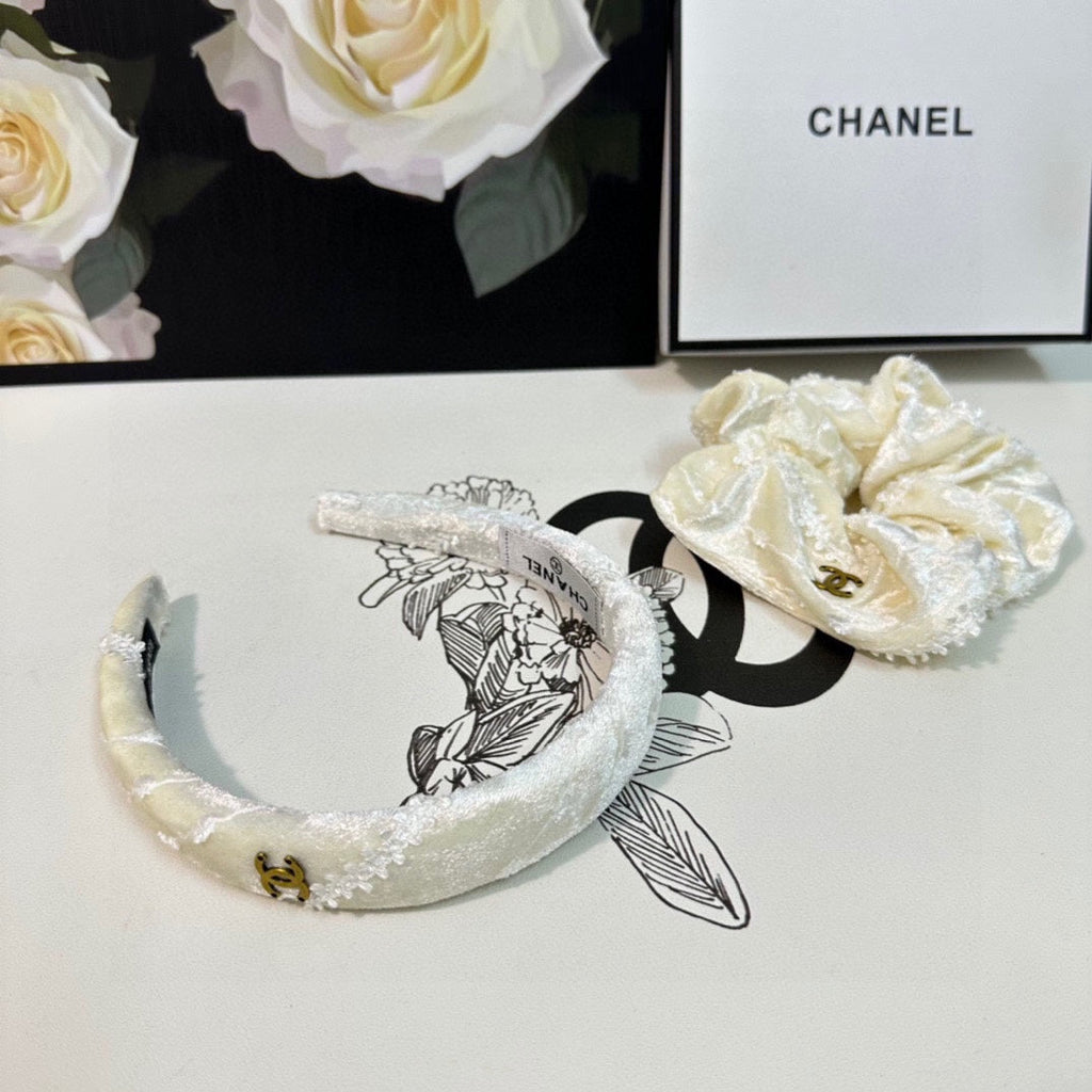 WHITE CREAM VELVET TWO-PIECE SET 412456